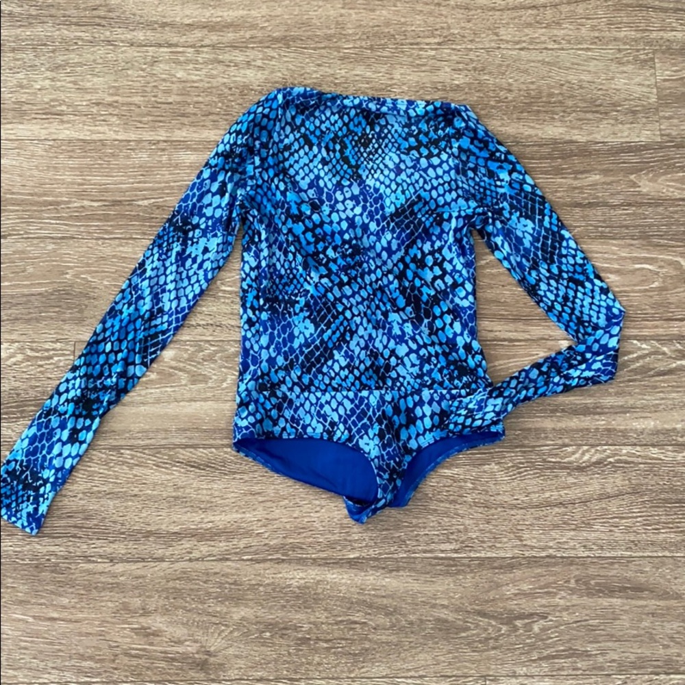 AFRM blue python The Romy thong bodysuit sz small - Picture 3 of 5
